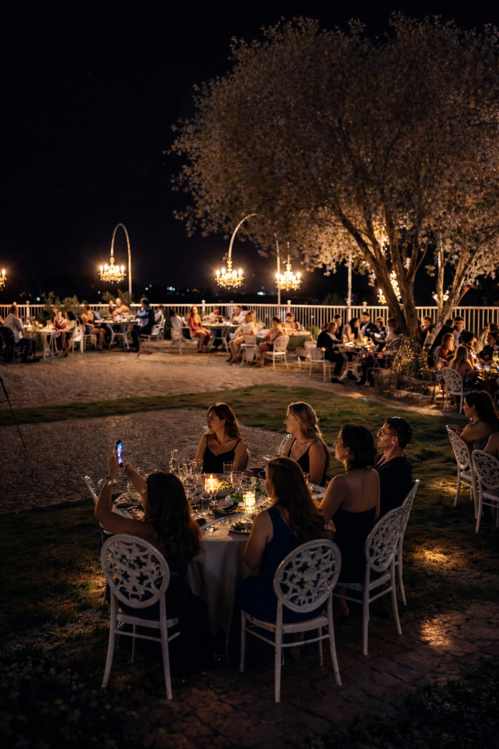 Private evening gathering at the long table at Chef’s Atolye